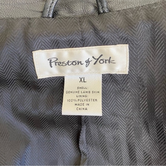 Preston & York Vintage Y2K Black Leather Zip-up Jacket Boxy Fit Mock Neck Sz XL - Picture 14 of 16